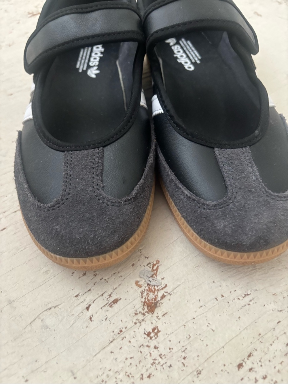 adidas Black and White Mary Jane Flats with Velcro Strap - Picture 5 of 8